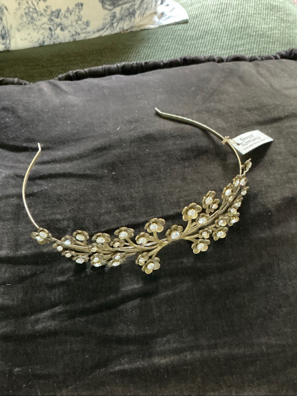Gold Floral Crystal Headband Tiara - Women's Accessories NWT